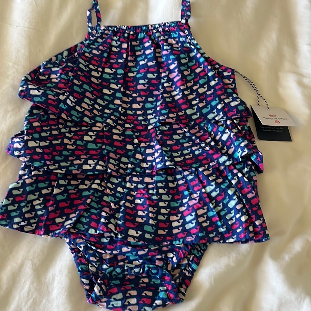 Vineyard Vines x Target baby whale 12M ruffled romper